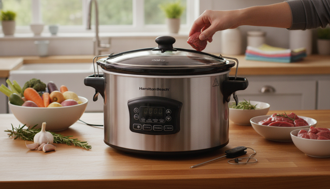 6-Quart Portable Slow Cooker: Defrost + Locking Lid